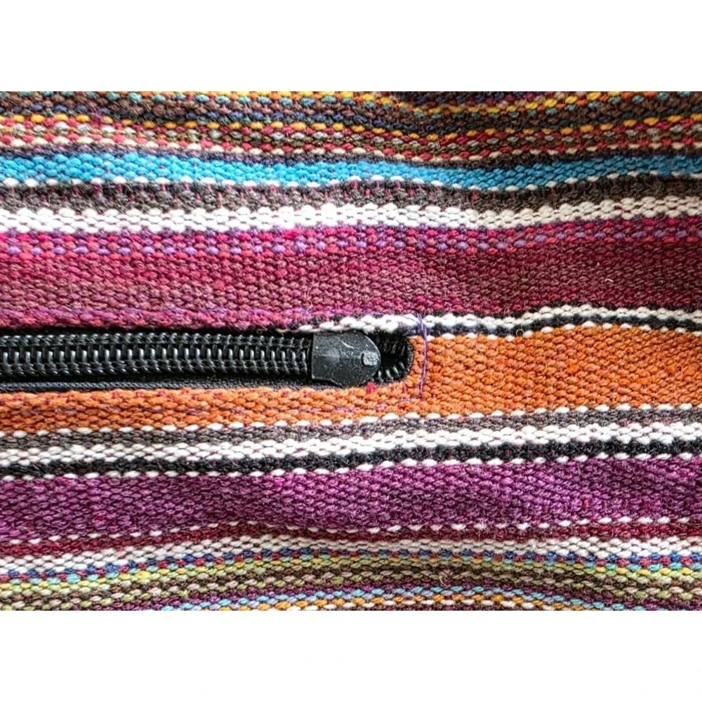 Boho Elephant Embroidered Cotton Hobo Bag Striped Crossbody Festival Purse India
